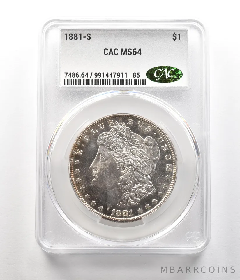 1881-S Morgan Silver Dollar MS64 CAC CACg a6817