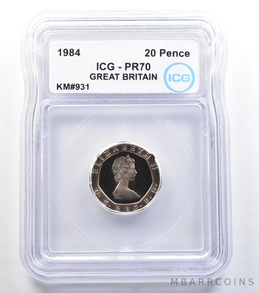 1984 Great Britain 20 Pence KM#931 PR70 ICG *7841