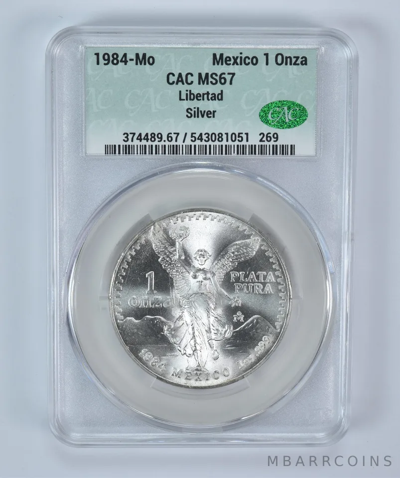 1984 Mo Mexico 1 Onza Silver Libertad MS67 CAC CACg