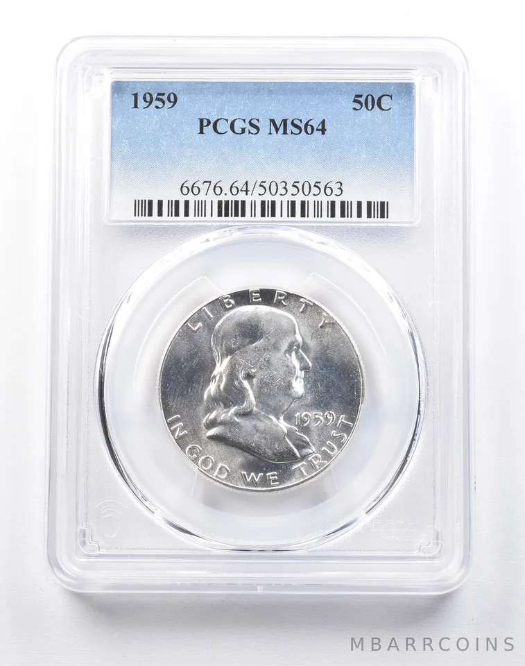 1959 Franklin Half Dollar Type 2 Reverse MS64 PCGS a4108