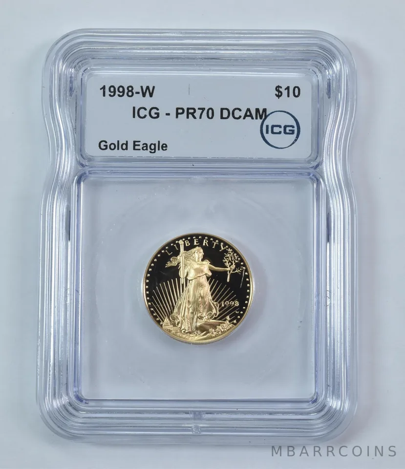 1998-W $10 American Gold Eagle 1/4 Oz Gold PR70 DCAM ICG