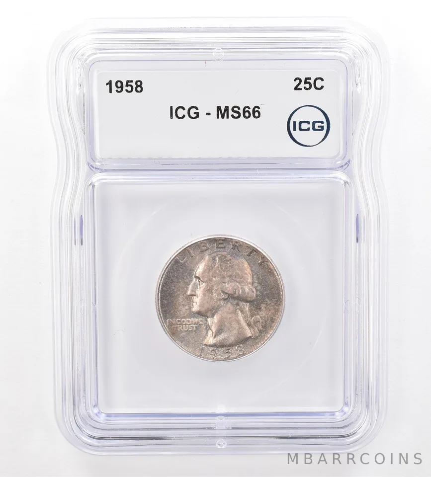 1958 Washington Quarter MS66 ICG Beautiful Tone *7354