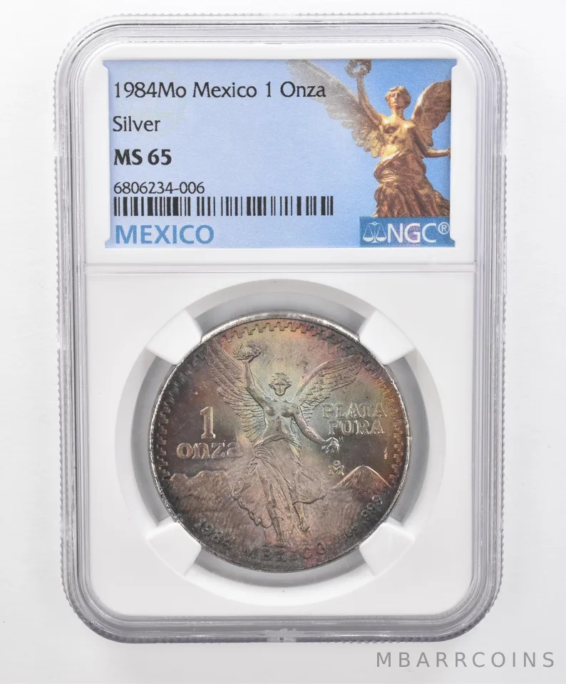 1984 Mo Mexico 1 Onza Silver Libertad MS65 NGC Beautiful Tone *2675