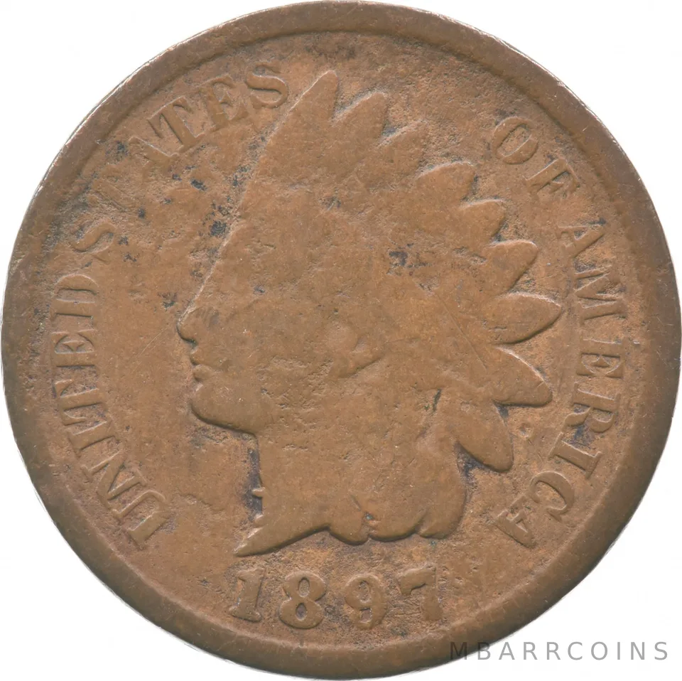 1897 Indian Head Cent 1 In Neck *9354