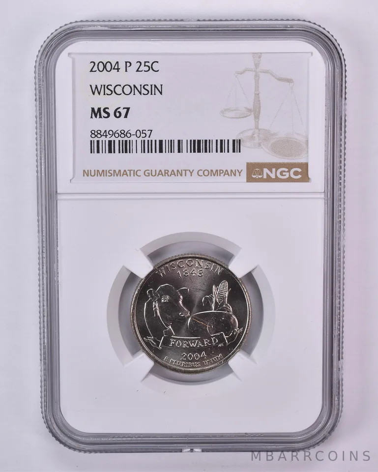 2004-P Washington State Quarter Wisconsin MS67 NGC Brown Label