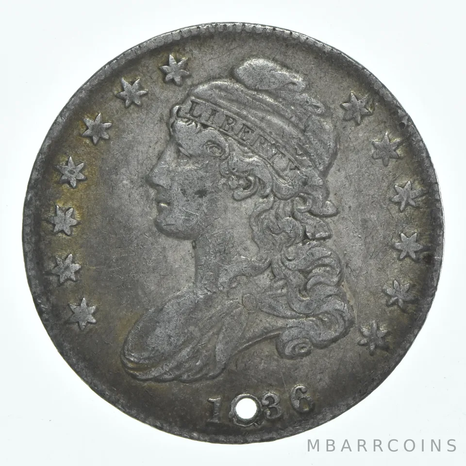 1836 Capped Bust Half Dollar Holed *6088
