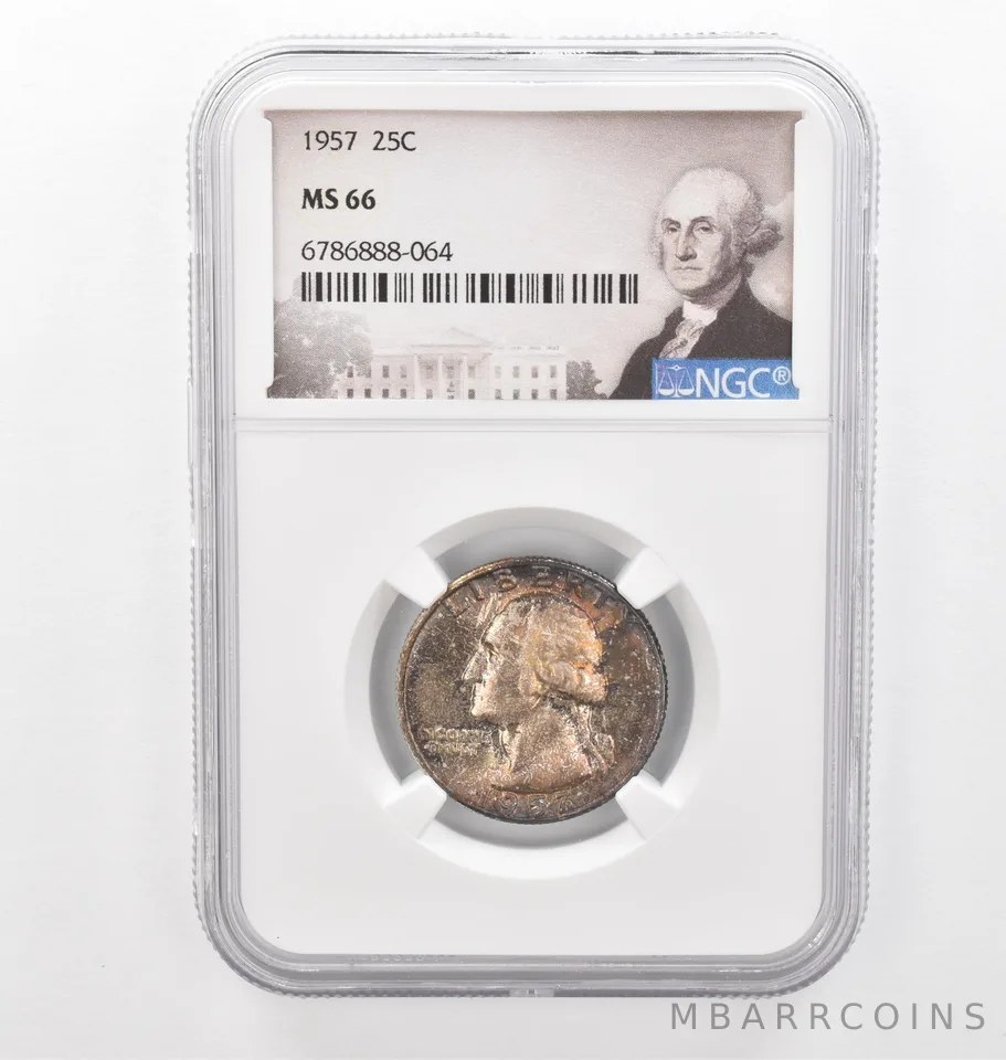 1957 Washington Quarter MS66 NGC Beautiful Tone *2300