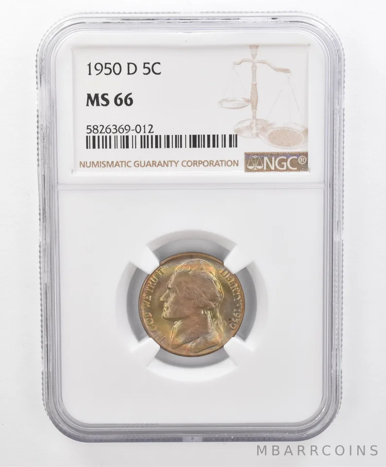 1950-D Jefferson Nickel MS66 NGC Beautiful Tone *2677