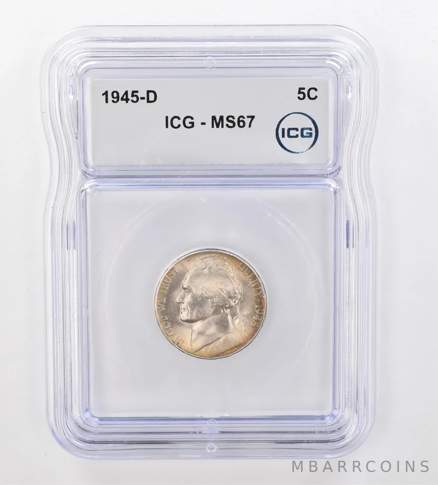 1945-D Jefferson Nickel MS67 ICG Beautiful Tone *0890