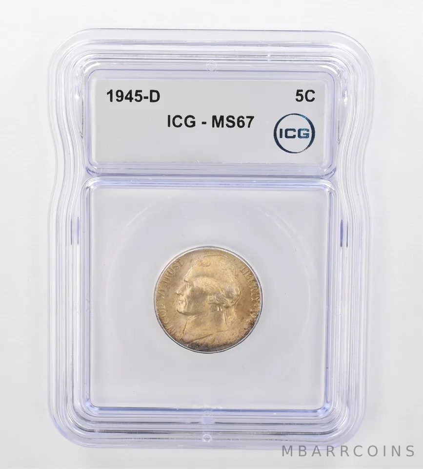 1945-D Jefferson Nickel MS67 ICG Beautiful Tone *0896