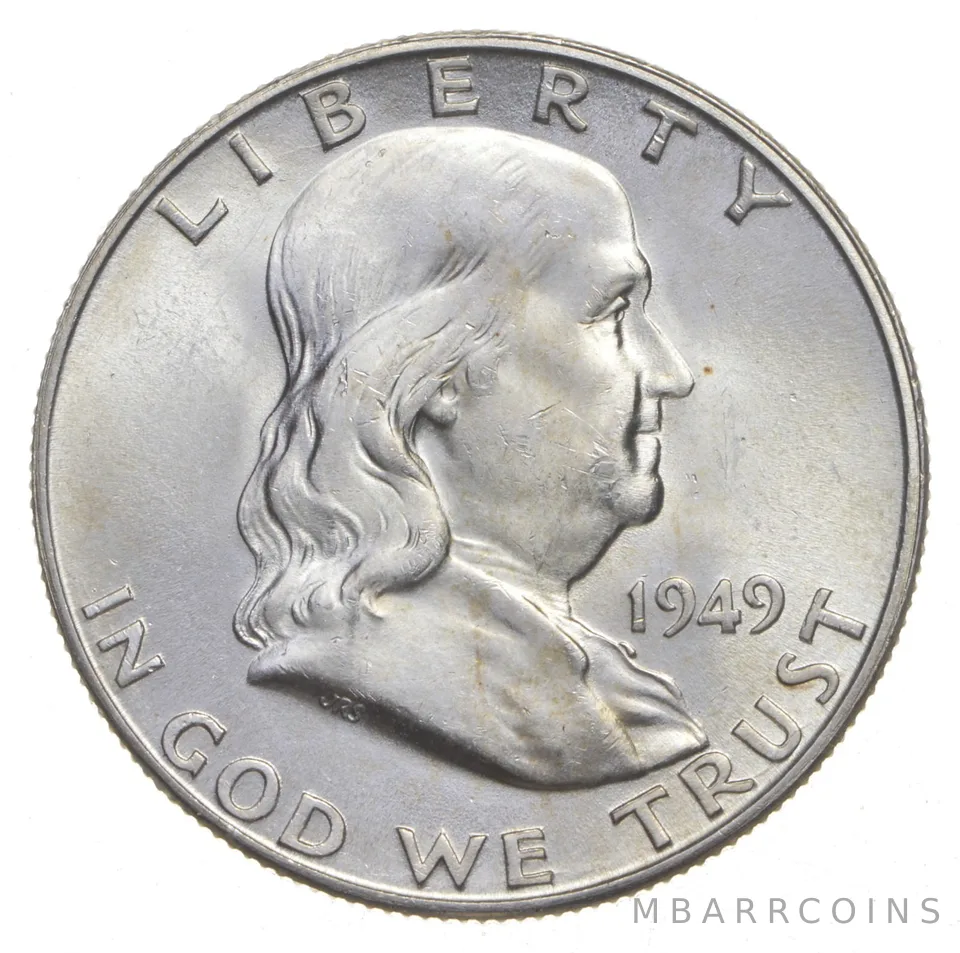 Choice Unc 1949-D Franklin Half Dollar Gem BU From Original Roll