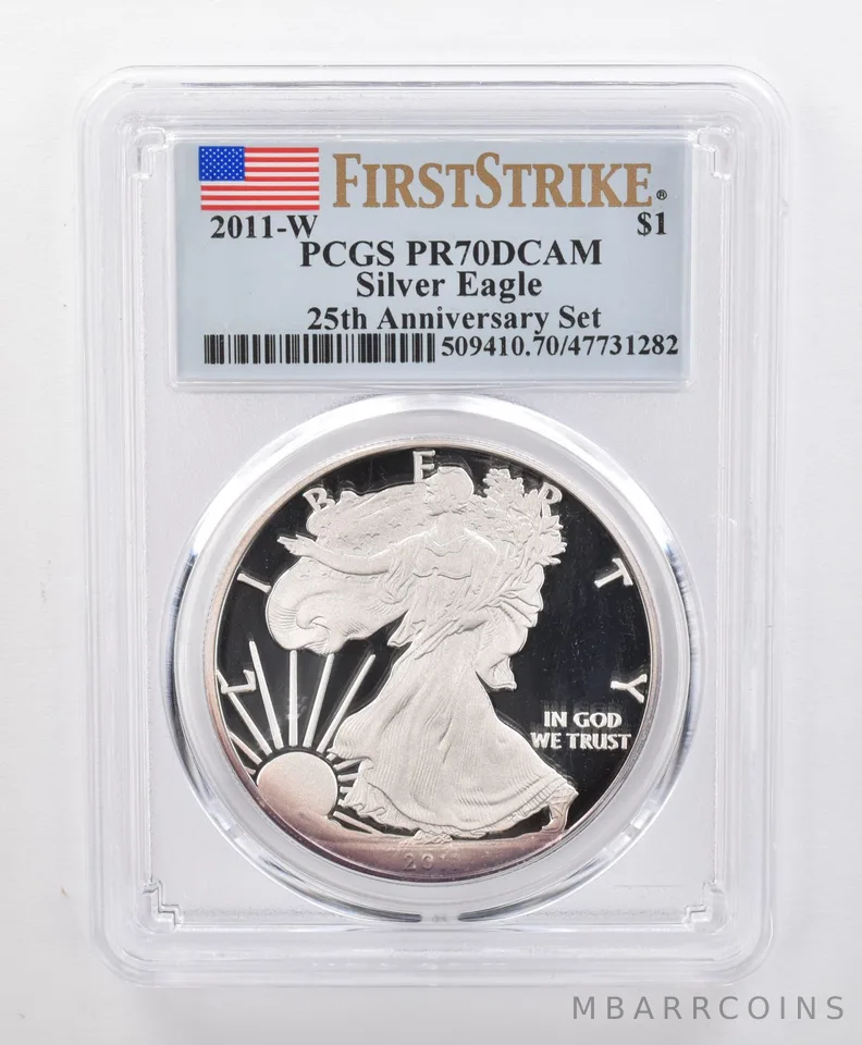 PR70DCAM 2011-W American Silver Eagle Anniv Set FS PCGS Purple Periph Tone *1681