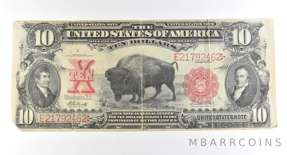 1901 $10 Legal Tender Large Note Red Seal Bison *2776