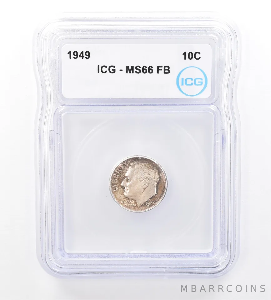 1949 Roosevelt Dime MS66 FB ICG Beautiful Tone *1718
