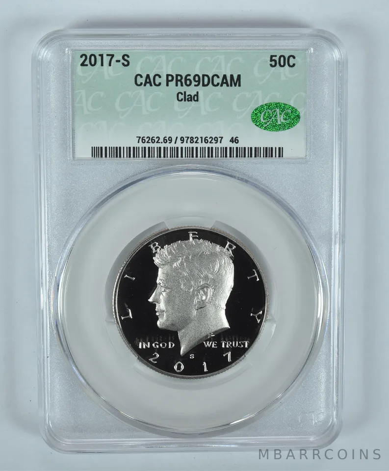 2017-S Kennedy Half Dollar CLAD PR69 DCAM CAC CACg