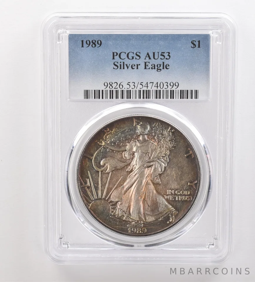 1989 American Silver Eagle AU53 PCGS Beautiful Tone *3225