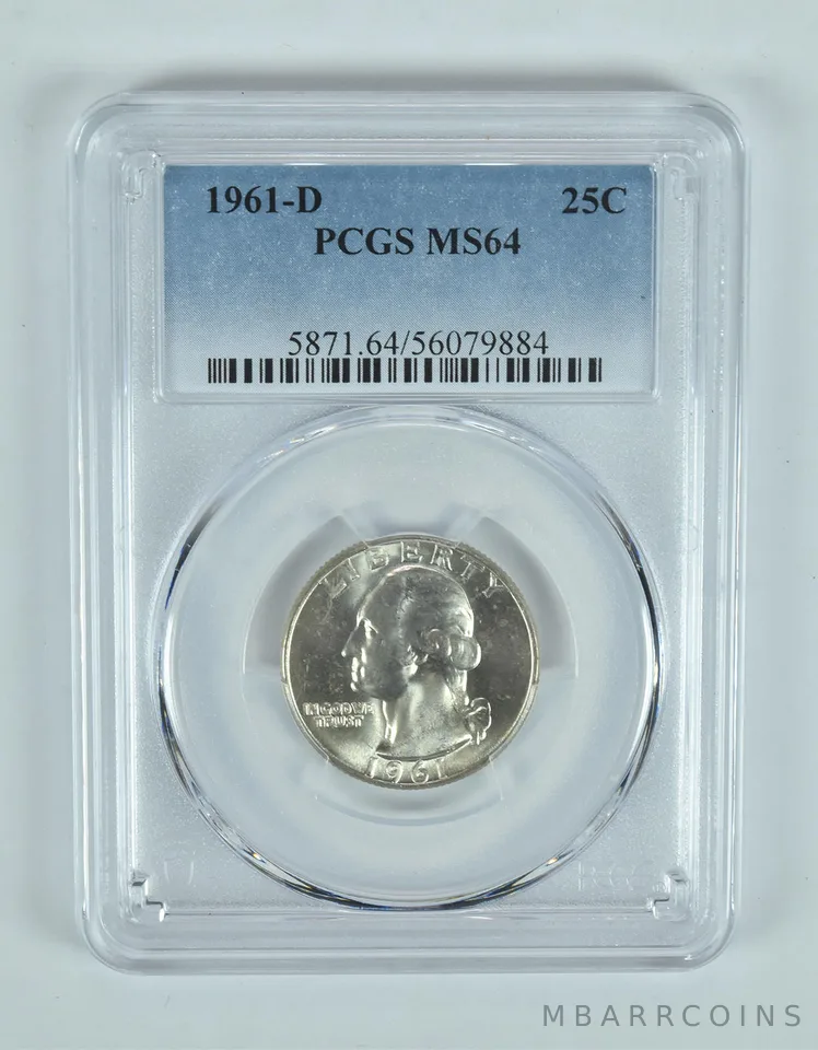 1961-D Washington Quarter MS64 PCGS Blue Label