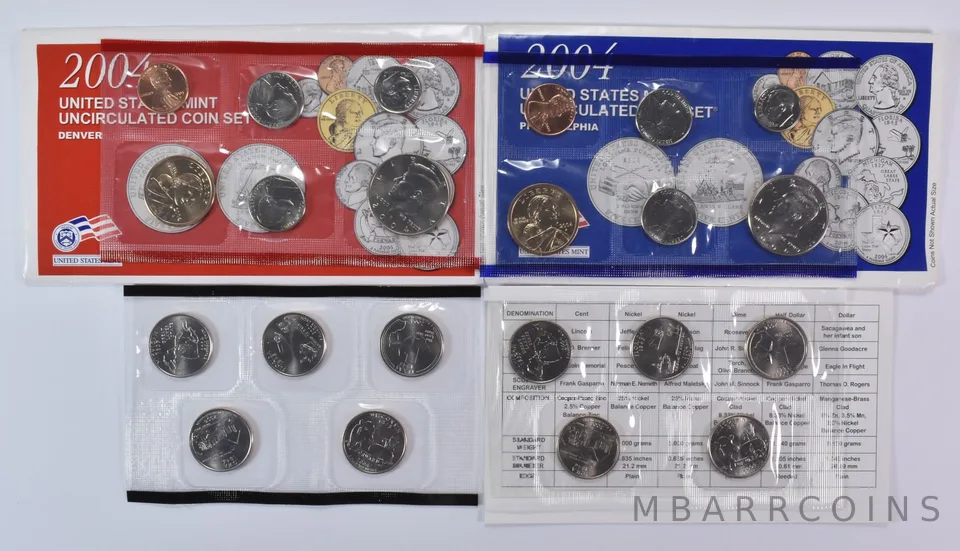 2004 Mint Set with Original Envelopes & Flatpacks (22 coins)
