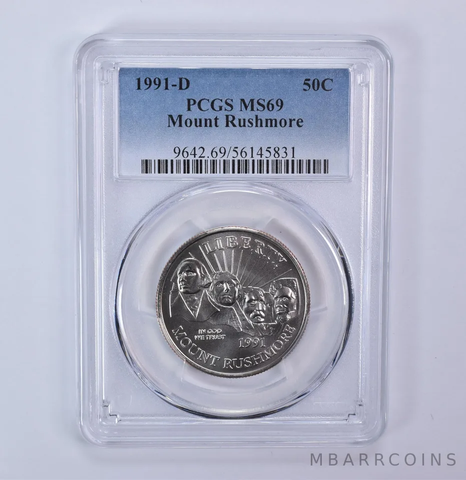 1991-D Mount Rushmore Commemorative Half Dollar MS69 PCGS