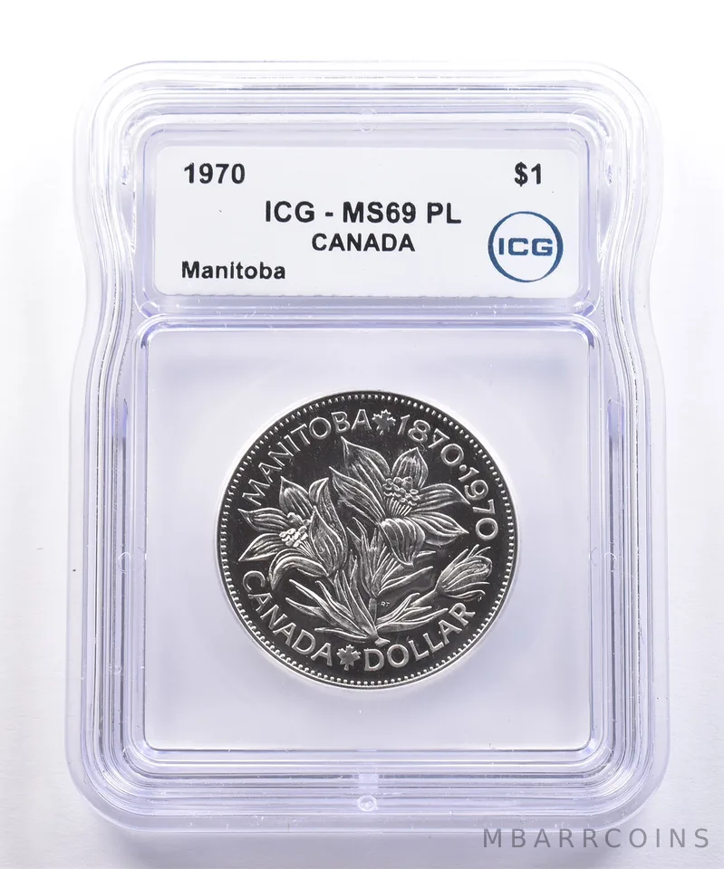 1970 Canada 1 Dollars Manitoba MS69 PL ICG
