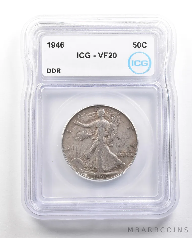 1946 Walking Liberty Half Dollar DDR VF20 ICG *6426