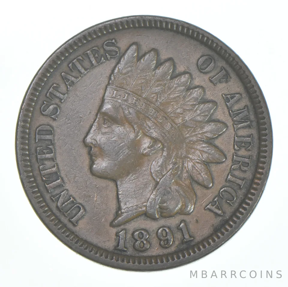 XF 1891 Indian Head Copper Cent Penny - High Grade Sample