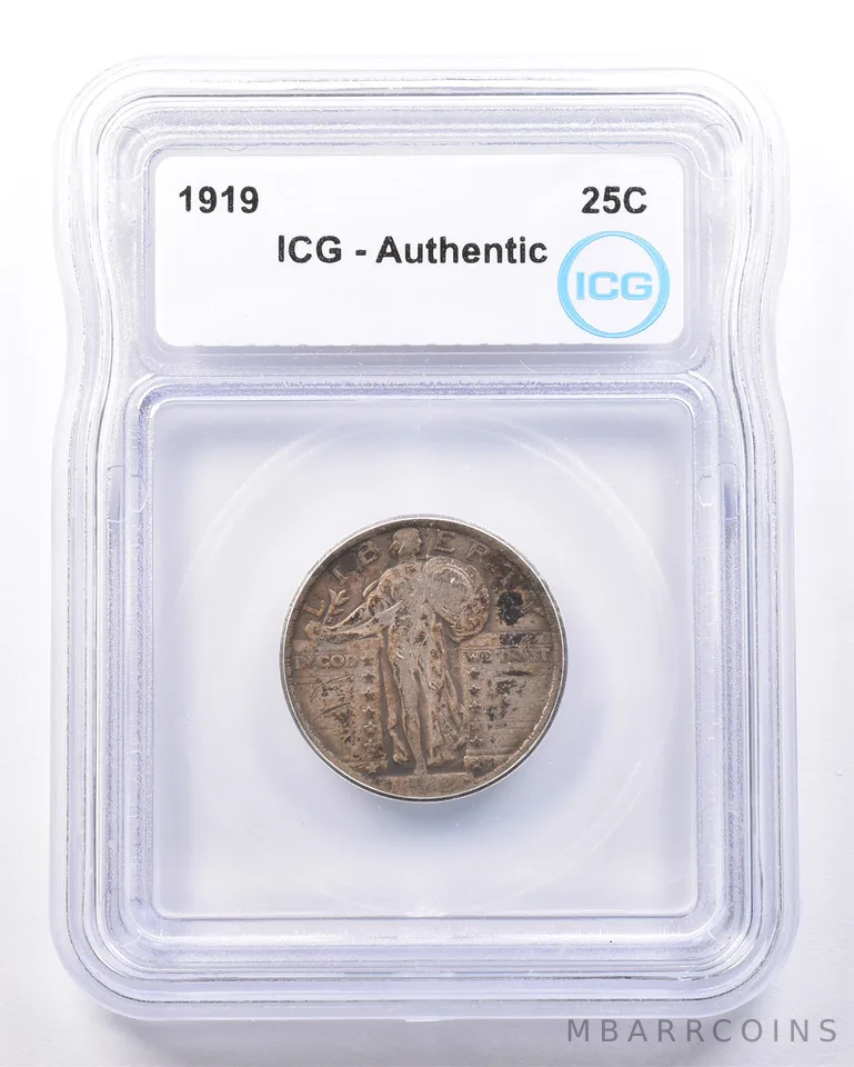 1919 Standing Liberty Quarter Authentic ICG *7238