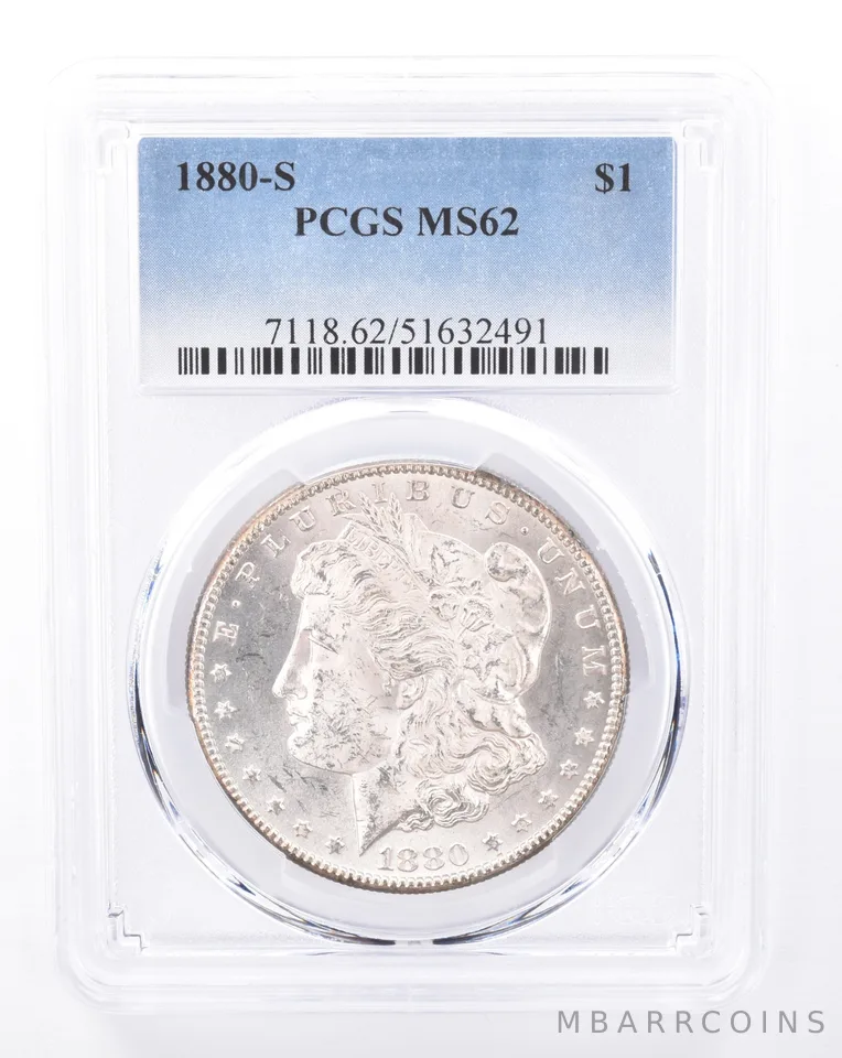 1880-S Morgan Silver Dollar MS62 PCGS Beautiful Tone Reverse *9434