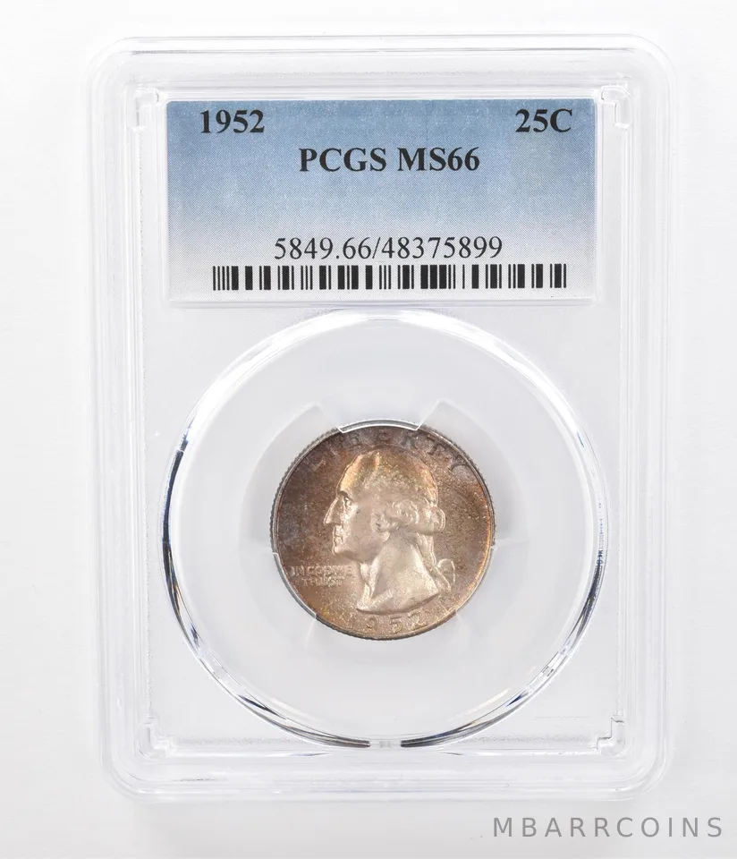 1952 Washington Quarter MS66 PCGS Beautifully Toned *7287