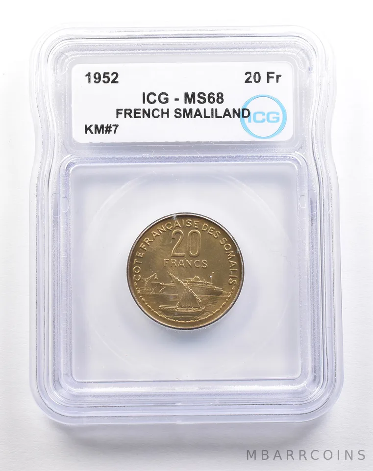 1952 French Somaliland 20 Francs KM#7 MS68 ICG *5523