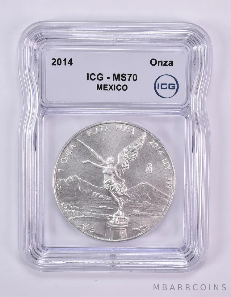 2014 Mo Mexico 1 Onza Silver Libertad MS70 ICG