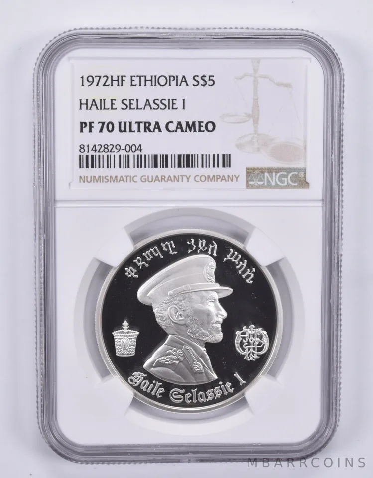 1972 HF Ethiopia 5 Dollars Silver Haile Selassie 1 PF70 UCAM NGC