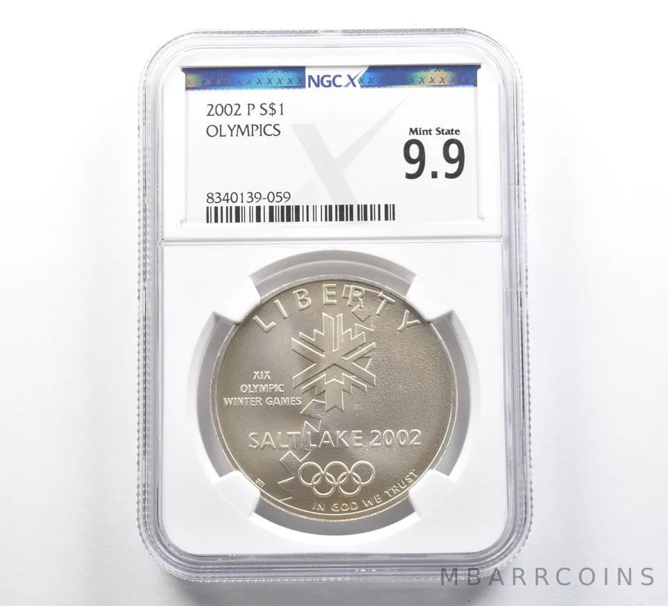 2002-P Winter Olympics Commemorative Silver Dollar Mint State 9.9 NGC X NGCX
