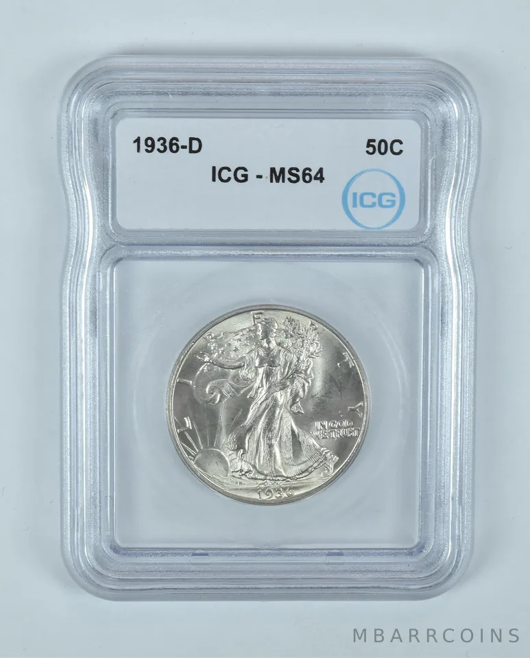 1936-D Walking Liberty Half Dollar MS64 ICG