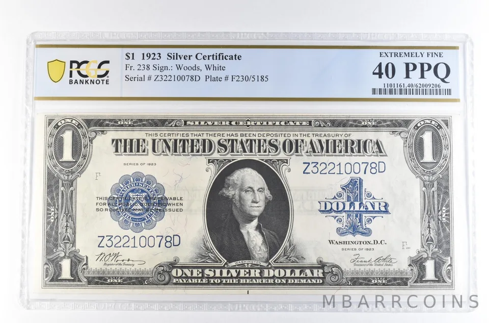1923 $1 Silver Certificate Large Note Fr#238 Extremely Fine 40 PPQ PCGS *2350