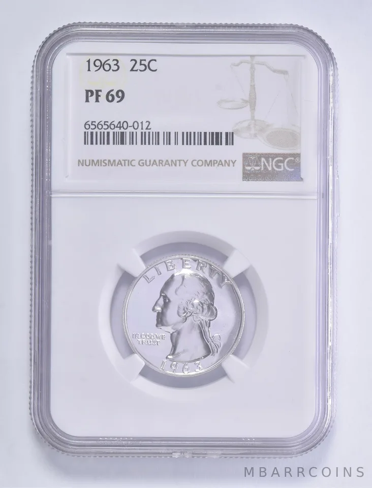 1963 PF69 Washington Quarter NGC Brown Lbl