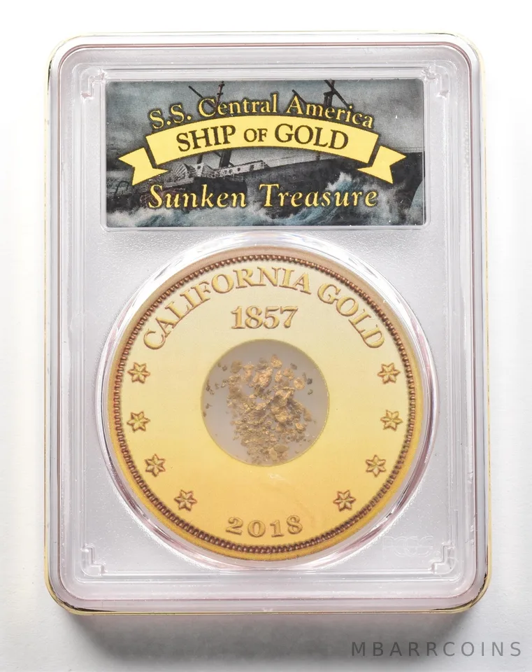 2018 1857 SS Central America California Gold Dust One Pinch PCGS a3870
