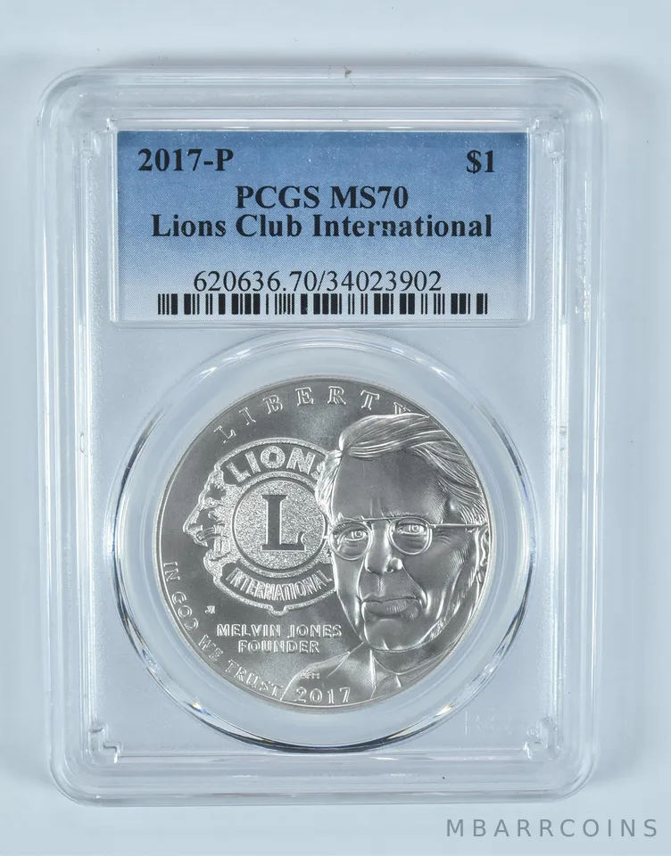2017-P Lions Club Commemorative Dollar MS70 PCGS Blue Label