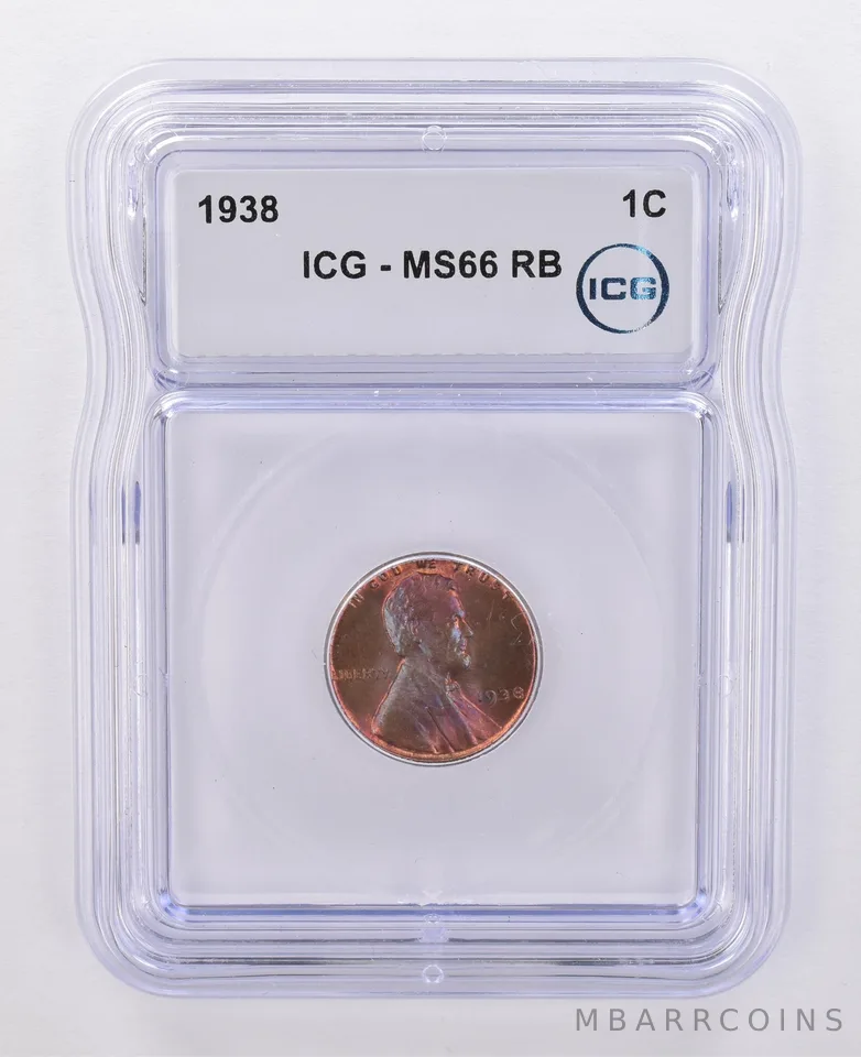 1938 Lincoln Wheat Cent MS66 RB ICG Beautiful Tone *0081