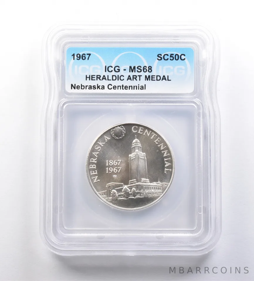 1967 So-Called Half Dollar Nebraska Centennial MS68 ICG *7231