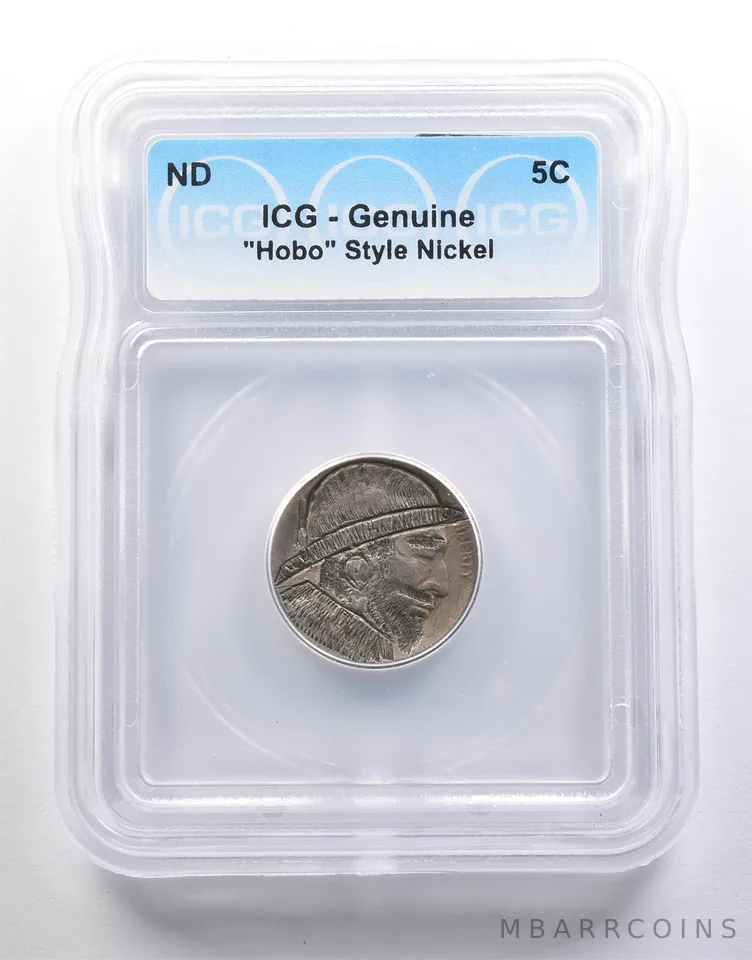 (ND) Indian Head Buffalo Nickel "Hobo" Style Genuine ICG *6595