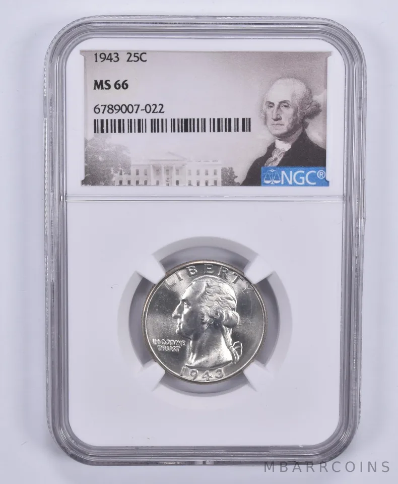 1943 Washington Quarter MS66 NGC Special Label