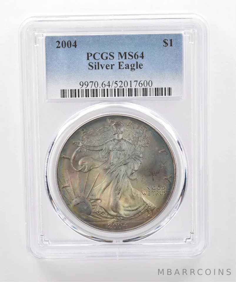 2004 American Silver Eagle MS64 PCGS Beautiful Tone *1972