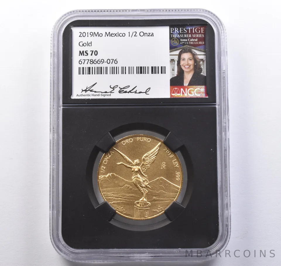 2019 Mo Mexico 1/2 Onza Gold Libertad Anna Cabral MS70 NGC