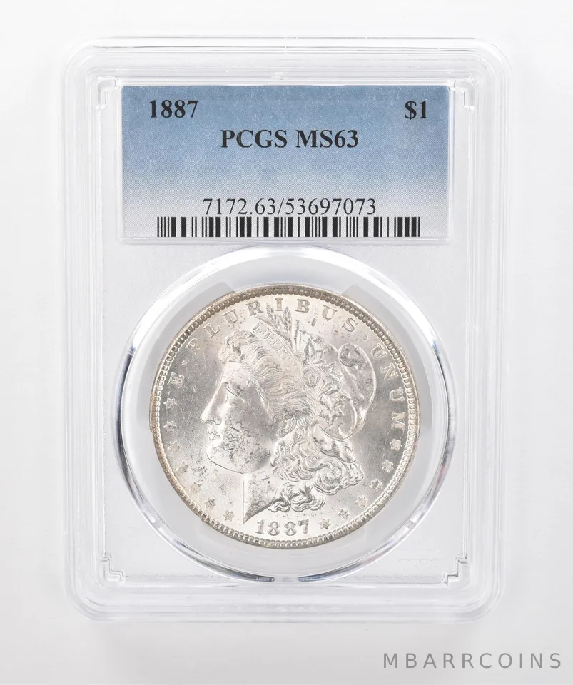 1887 Morgan Silver Dollar MS63 PCGS Beautiful Tone Reverse *1520