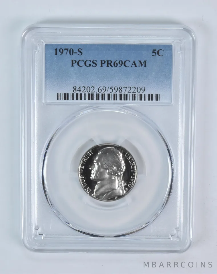1970-S Jefferson Nickel PR69 CAMEO PCGS Blue Label