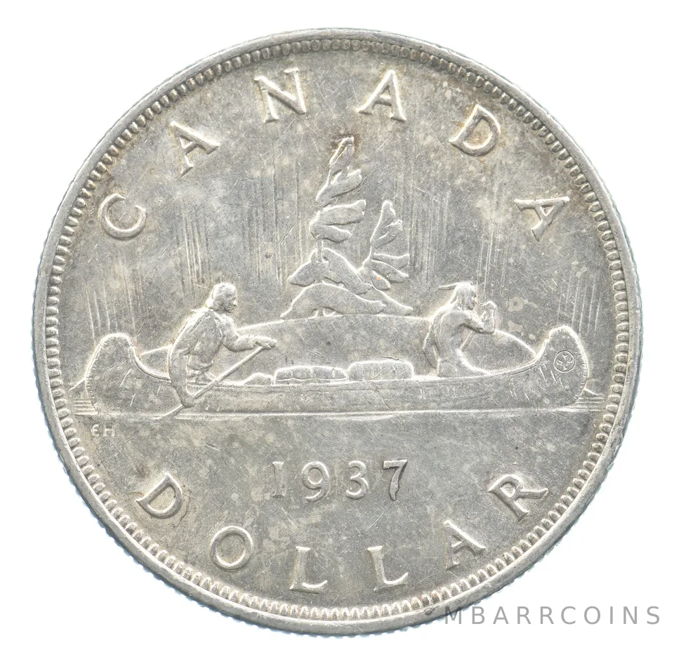 1937 Canada 1 Dollar Silver Voyageurs *4058