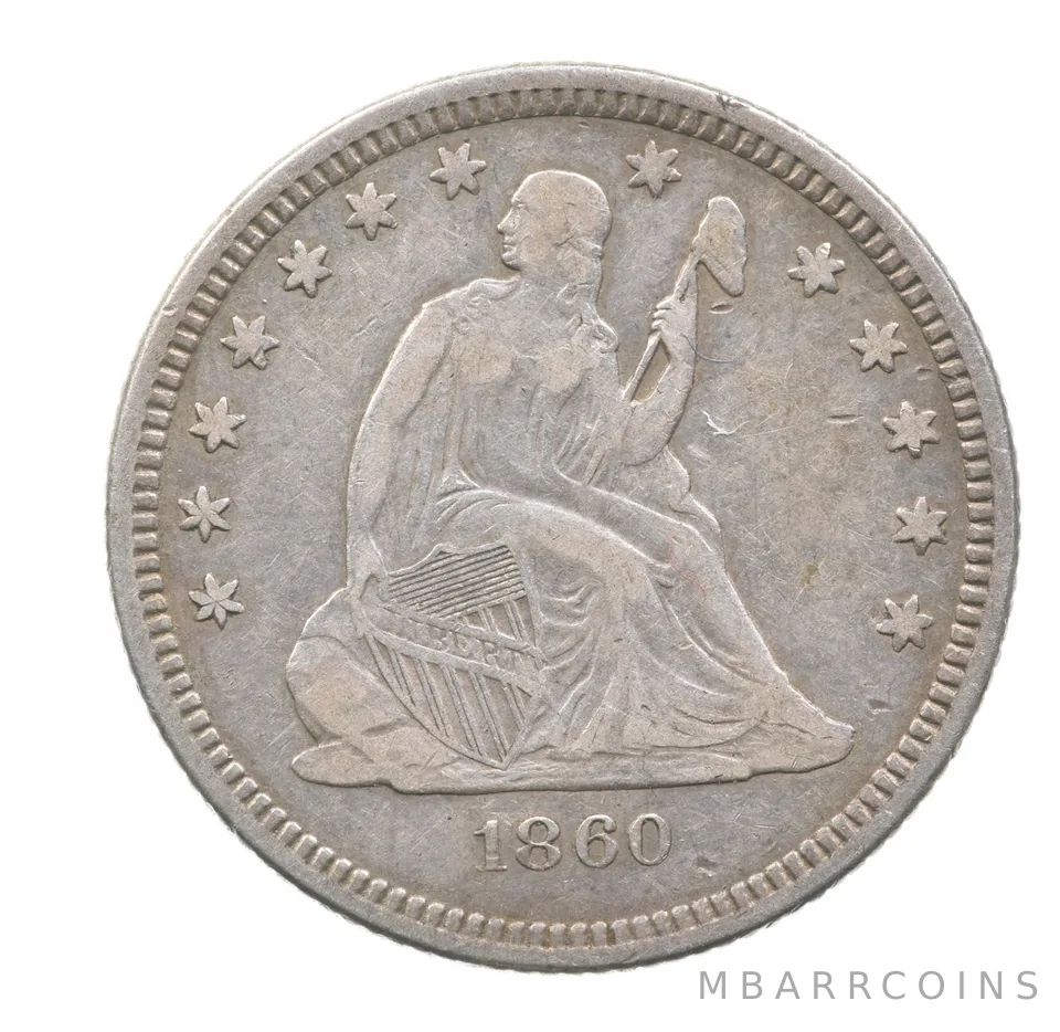 1860-O Seated Liberty Quarter a4605