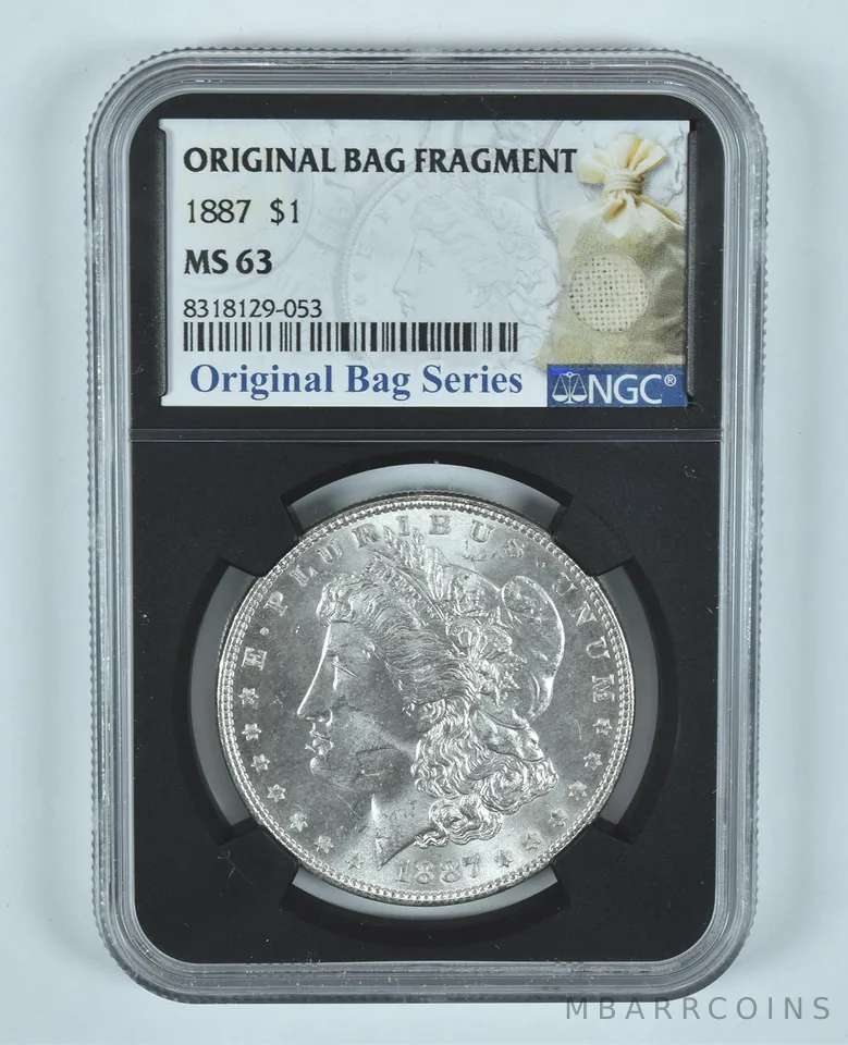1887 Morgan Silver Dollar Original Bag Fragment MS63 NGC