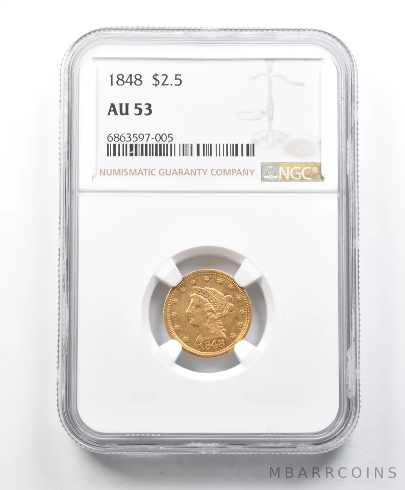 AU53 1848 $2.50 Liberty Head Gold Quarter Eagle NGC a1529